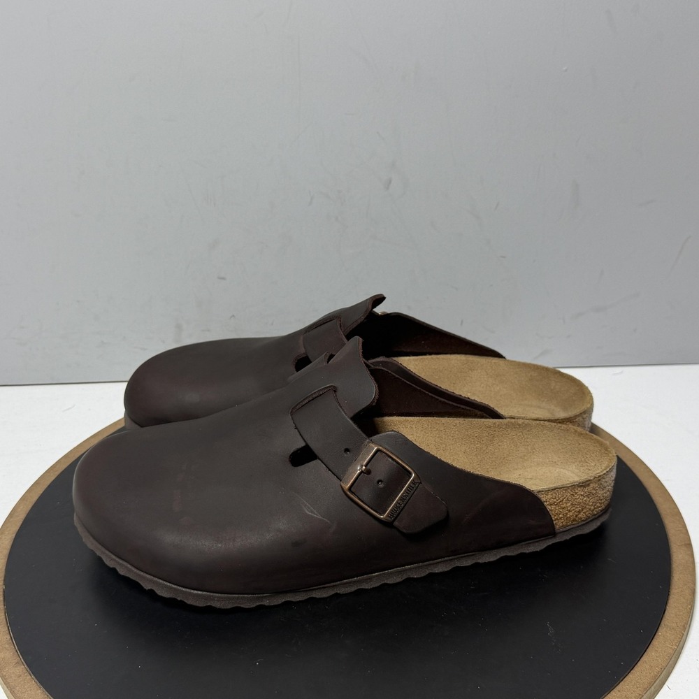 Birkenstock Boston Sandals Shoes Mens Size 11 Brown Leather Clogs Made Germany - Picture 5 of 12